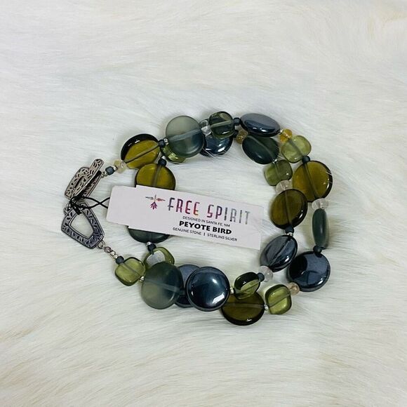 NWT Free Spirit Peyote Bird Necklace Sterling Silver Genuine Stones Sea Glass - Picture 2 of 7